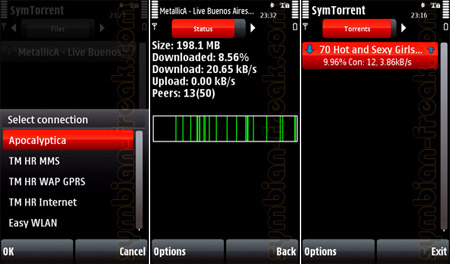 Программа SymTorrent для Nokia 5800 - качалка торрентов, загрузка торрентов