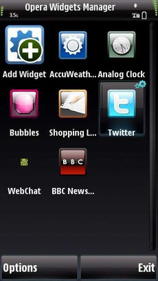 Программа Opera Widgets Manager (виджеты) для Nokia 5800, N97, 5530
