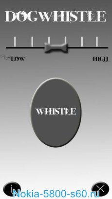 Программа Dog Whistle (высокочастотный «свисток» для собак) для Nokia 5800, 5530, N97, 5230 скачать 