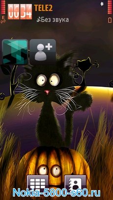 Cat Halloween - скачать темы для Нокиа 5800 Nokia N97, 5230, 5530