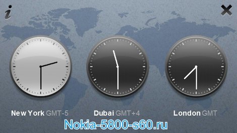 World Clock Touch (мировое время в 3 часовых поясах). Программы для 5800 Nokia N97 Нокиа 5530 скачать 5230