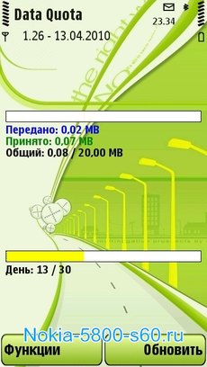 Программы для Nokia 5800 N97 Нокиа 5530, 5230 скачать - Data Quota (учет расхода траффика)